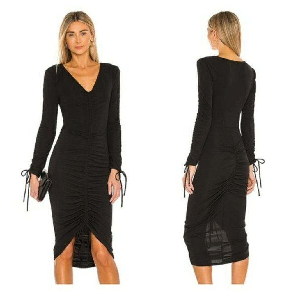Michael Costello xREVOLVE Ruched Midi Dress - Black